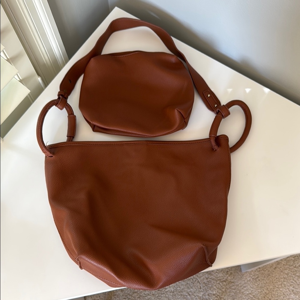Anthropologie Brown Slouchy Leather Women's Bag with Pouch